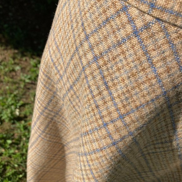 Vintage 50s 60s pendleton wool plaid skirt XS S tartan made in USA beige blue - Picture 9 of 10